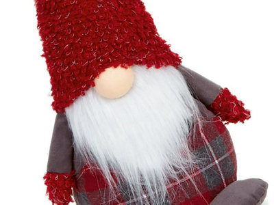 Red sitting Christmas Gonk With Red Tartan Trousers 45cm Plush Gonk Decoration