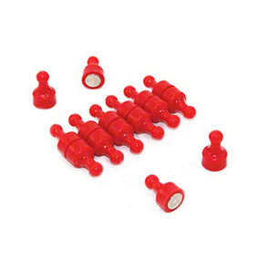 Red Skittle Magnet for Fridge, Office, Whiteboard, Noticeboard, Filing Cabinet - 12mm dia x 21mm tall - Pack of 12