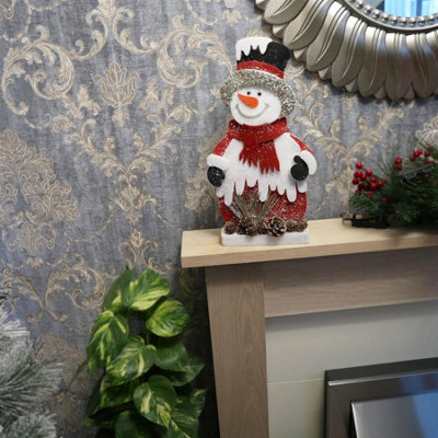 Red Snowman Christmas Tabletop Figures Window Wall Door Holiday Home Xmas Glitter Foam Showpiece Decorations Price Comparisons | Compare The Build