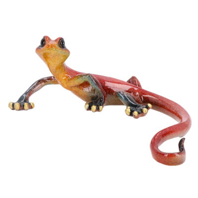 Red Speckled Gecko Lizard Resin Wall Shed Sculpture Decor Statue Medium ...