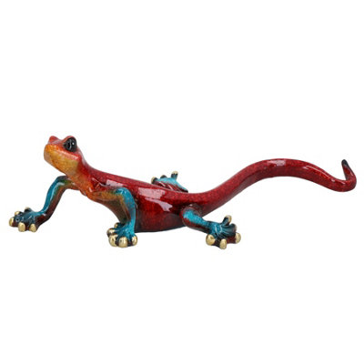 Red Speckled Gecko Lizard Resin Wall Shed Sculpture Decor Statue Small ...