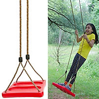 Red Square Standing Swing Stand Up Seat Foot Well Adjustable Rope Playground Set