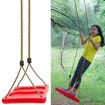 Red Square Standing Swing Stand Up Seat Foot Well Adjustable Rope