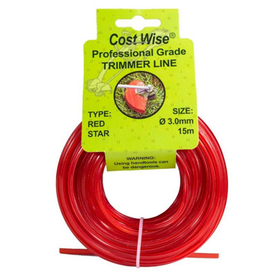 Red Star Shaped Grass Trimmer Line 3mm x 15m durable star profile ...