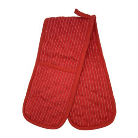 Red Stripe Double Heat Resistant Double Oven Gloves Quilted Kitchen Hand Mitts