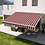 Red Stripe Outdoor Retractable Awning Garden Sun Shade Manual Shelter Canopy 3 m x 2.5 m