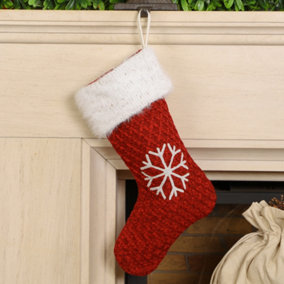 Red Sweater Knit Snowflake Xmas Gift Decoration Christmas Stocking