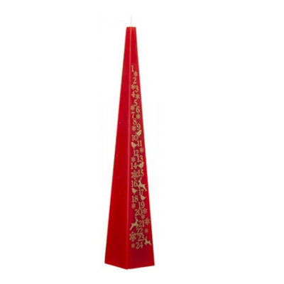 Red Tall Pyramid Christmas Advent Candle Countdown To Christmas 32.5cm x 5cm