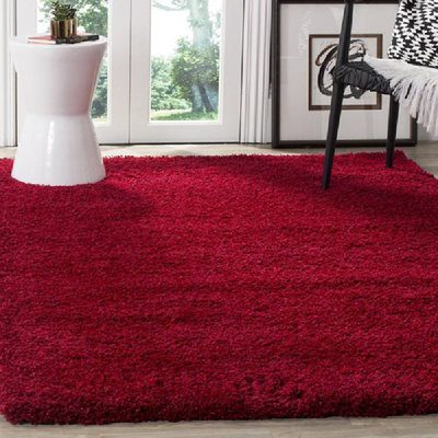 Red Thick Shaggy Rug - California - 200x290cm (6'8"x9'7")