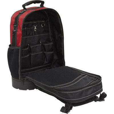 Red Tool Backpack - Durable Multi Pocket Storage for Professionals and ...