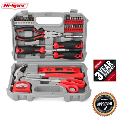 Red Tool Kit 42 Pcs with Hammer, Screwdriver, Plier DIY