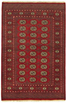 Red Traditional Bordered Floral Handmade Wool Rug for Living Room and Bedroom-120cm X 180cm