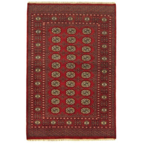 Red Traditional Bordered Floral Handmade Wool Rug for Living Room and Bedroom-120cm X 180cm