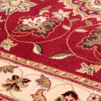 Red Traditional Bordered Floral Rug for Living Room Bedroom and Dining ...