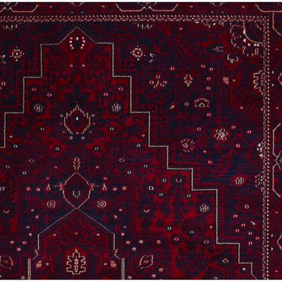 Red Traditional Bordered Stain-Resistant Rug for Bedroom, & Dining Room ...