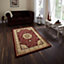 Red Traditional Easy to Clean Bordered Floral Rug For Dining Room-80cm X 140cm