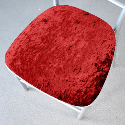 Red Velvet Chair Seat Pad Cover - Pack of 1