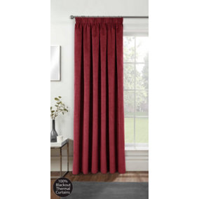 Red Velvet, Supersoft, 100% Blackout, Thermal Single Door Curtain with Tape Top - 66 x 84 inch (168x214cm)