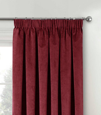 Red Velvet, Supersoft, 100% Blackout, Thermal Single Door Curtain with Tape Top - 66 x 84 inch (168x214cm)