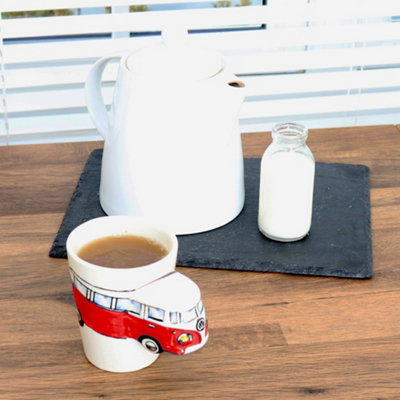 Red Volkswagen Mugs Set Coffee & Tea Cup Pack of 4 by Laeto House & Home - INCLUDING FREE DELIVERY