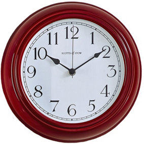 Red Wall Clock - 25cm Radio Controlled Automatic Analog Clock