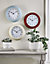 Red Wall Clock - Radio Controlled Hanging Automatic Analog Clock with Colourful Outer Frame - Measures 25cm Diameter x D6cm
