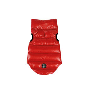 Red Waterproof Dog Coat with Baffle Padding Large