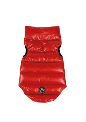 Red Waterproof Dog Coat with Baffle Padding Medium