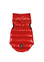 Red Waterproof Dog Coat with Baffle Padding Small