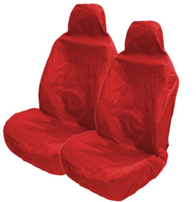 Red Waterproof Front Car Seat Covers Pair Heavy Duty Universal Fit for Cars & Vans by Carseatcover UK