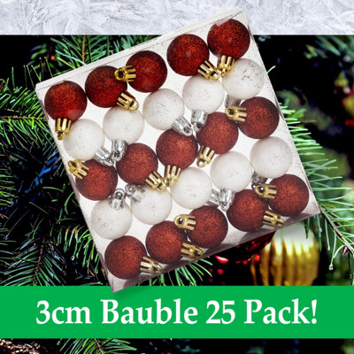 25 Palline Natale 25mm - Mini Decorazioni Lucide, Opache E Glitterate Rosse - Foto 10