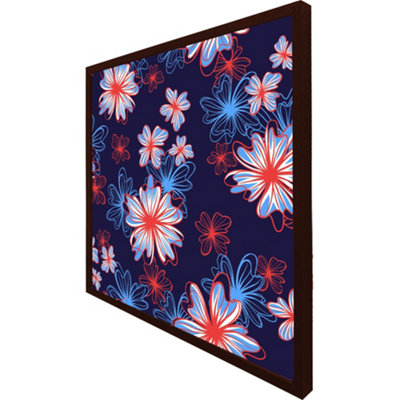Red, white & blue flower print (Picutre Frame) / 20x20" / Oak