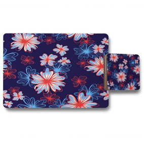 Red, White & Blue Flower Print (Placemat & Coaster Set) / Default Title