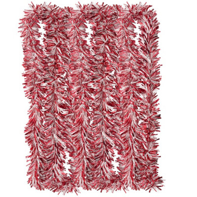 Red & White Christmas Tinsel Garland 2M Shiny Christmas Tree Tinsel