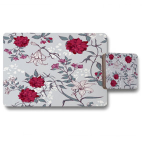 Red & White Winter Floral (Placemat & Coaster Set) / Default Title