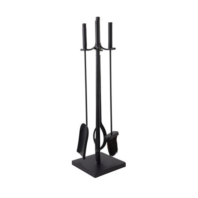 Redbud Fireside Companion Set Iron Tool Stand Aluminum Handles Square Base Black