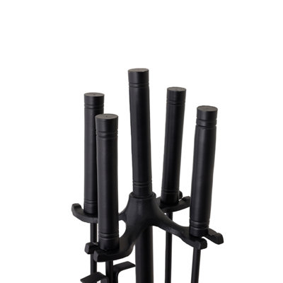 Redbud Fireside Companion Set Iron Tool Stand Aluminum Handles Square Base Black - 4
