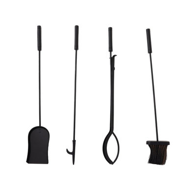 Redbud Fireside Companion Set Iron Tool Stand Aluminum Handles Square Base Black - 5
