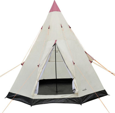 Redcliffs Teepee Camping Tent 2-3 Person Weather Resistant Easy Setup Spacious