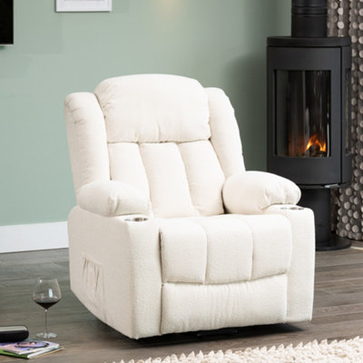 Redding Dual Motor Lift Assist Recliner Chair with Massage and Heat - Cream