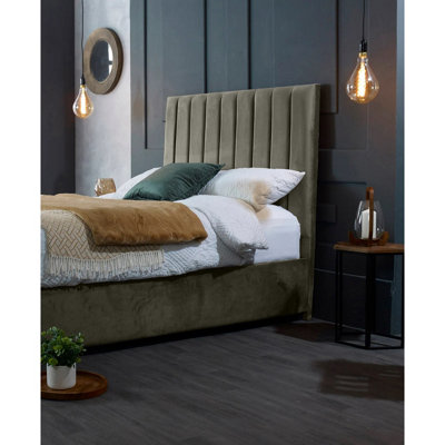 Redding Plush Velvet Grey Bed Frame