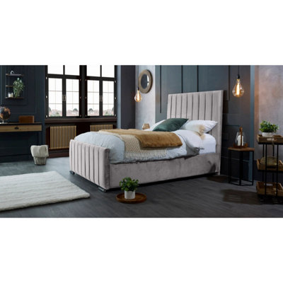 Redding Plush Velvet Silver Bed Frame