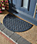 Reddish Iron-Effect Doormat Rubber Lattice Design Waterproof Non-Sli Black Half Moon