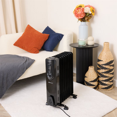 Rediffusion 9 Fin Oil Filled Radiator 2KW Black