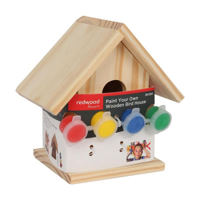 Redwood 6pc Paint Your Own Wooden Bird House Kit