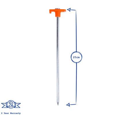 Redwood - Forged Steel Tent Pegs - 25cm - Red - Pack of 8 - 3