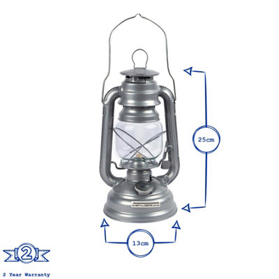 Redwood - Metal Paraffin Hurricane Lantern - 25cm - Silver