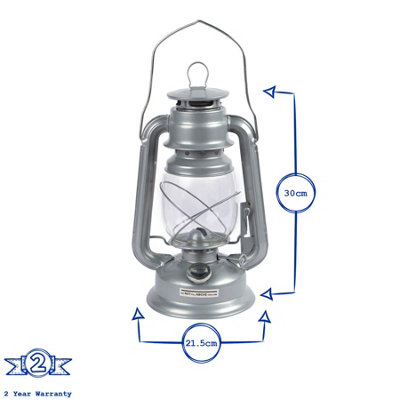 Redwood - Metal Paraffin Hurricane Lantern - 30cm - Silver