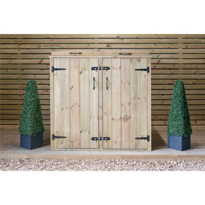 Redwood Pressure Treated Wheelie Bin Store - Double (1x 180L) and (1x 140L)