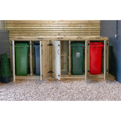 Redwood Pressure Treated Wheelie Bin Store - Quintuple (240L/240L/240L/240L/140L)